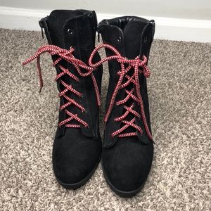 Black combat boots
